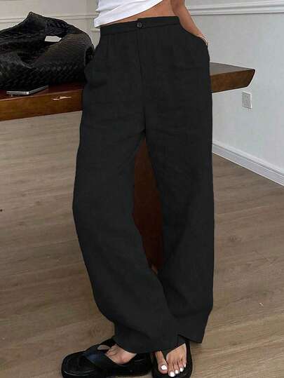 YI XUAN 女士休闲/商务休闲裤，新款春夏亚麻款式