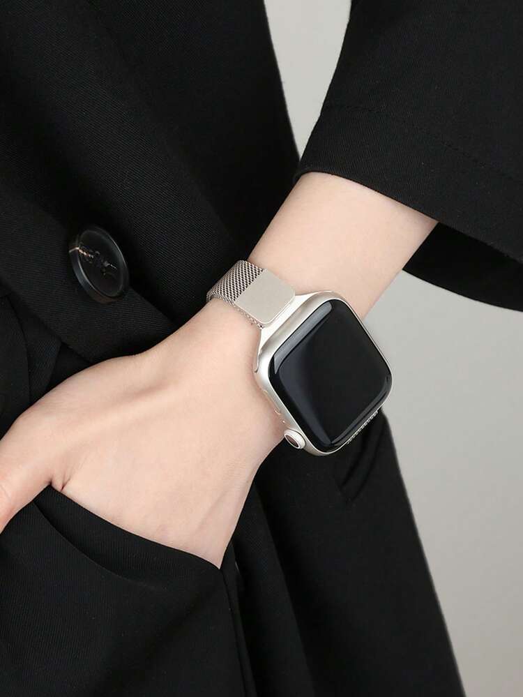 Guldfärgat tunt milanesiskt looparmband, kompatibelt med 40 mm, 41 mm, 38 mm, 42 mm, 44 mm, 45 mm, 49 mm, 46 mm, serie 10, 9, 8, 7, 6, 5, 4, 3, 2, 1, Ultra och SE, rostfritt stålmagnetiskt nätarmband för kvinnor - 38mm/40mm/41mm - Visa 2