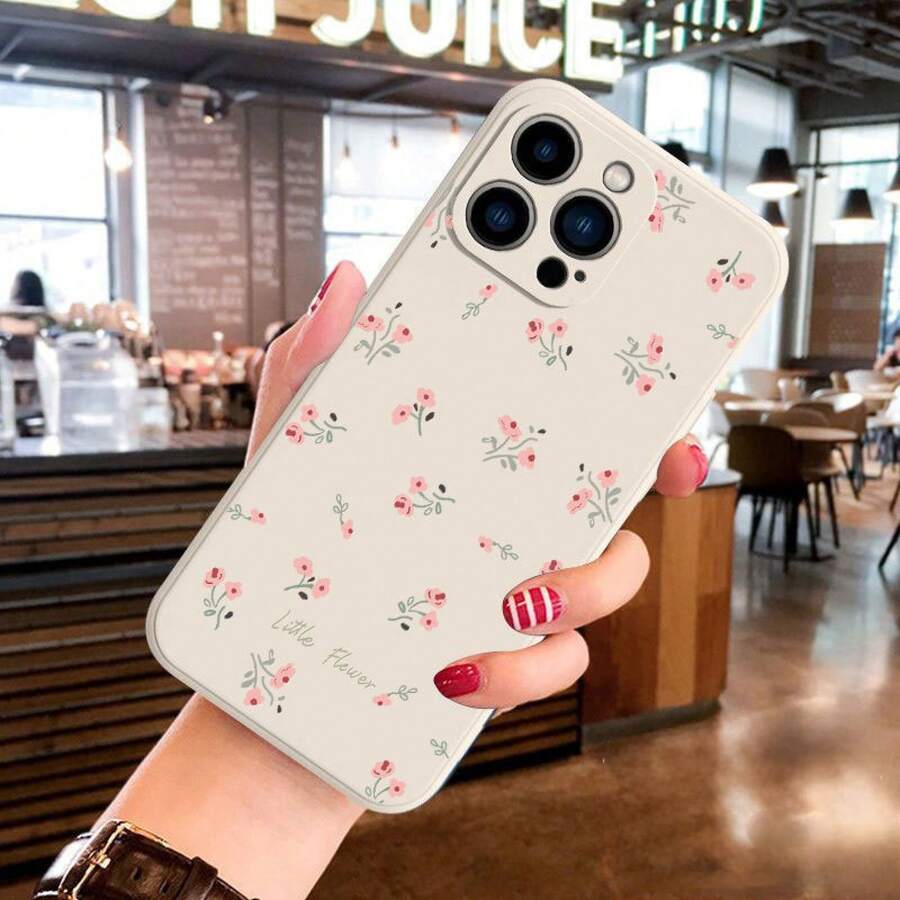 Full Screen Floral Pattern Phone Case Compatible With Apple 16 Pro 15 Pro Max 14/12/11/13 Full Coverage Shockproof - Antique White - View 1