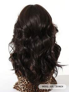 Elegant Curly Wave Mocha Brown Wig For Women, 100% Tang Long Fiber, Medium Length With Bangs, Scalp Simulation, 150% Density, Flexible Rose Net Cap, Heat Resistant, Versatile Styling Options - Mocha Brown - View 9