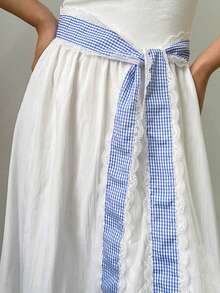 1条女士蕾丝格子腰带，日式腰带，洛丽塔腰带，派对服装道具，衬衫配饰，生日惊喜，圣诞节礼物（送给家人和朋友），情人节礼物，闪亮腰带，夏季服装搭配，舞蹈配饰，水手服配饰，女士时尚发带，JK制服领带 - 彩色 - 查看 6