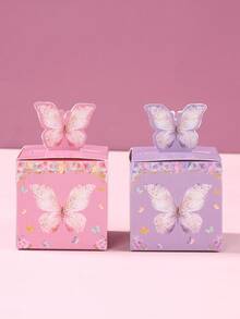 24个粉紫色蝴蝶图案礼盒，糖果盒，蝴蝶主题派对回礼盒，生日节日派对礼品包装盒，婚礼新娘送礼会装饰盒，性别揭晓婴儿派对回礼盒，蝴蝶生日派对装饰，礼品包装盒，厨房包装用品，生日礼物，派对回礼盒 - 粉紅紫蝴蝶 - 查看 8
