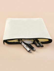 空白黄麻拉链袋（散装），化妆包/铅笔盒，适用于化妆品和DIY手工，空白卡其色化妆包/铅笔盒（散装），多功能旅行洗漱包/拉链袋，必备旅行配件，适用于学校/假期用品，女士化妆包/旅行包 - 米色 - 查看 4