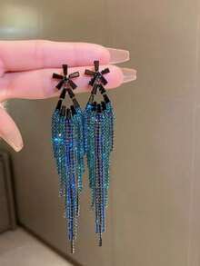 1 Pair Elegant French Style Classic "Shooting Star" Zirconia Stud Earrings, Delicate Minimalist Earrings With Sophisticated Design - Multicolor - View 4