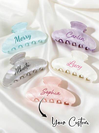 Customizable Fashion Hair Clips For Women, Personalized Marble Pattern Hair Clips, Suitable For Daily Wear, School, Work, Travel, Ideal Gift For Girlfriend, Mom, Bridesmaid, Bride, Family, Friends, Suitable For Valentine's Day, Wedding, Mother's Day, Birthday, New Year