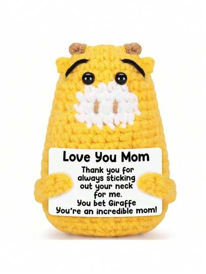 1件手工钩织长颈鹿，送给妈妈或继母的礼物，最佳妈妈生日圣诞礼物，可爱的长颈鹿装饰品。