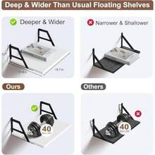 ALLS Juego de 2 estantes flotantes de undidad estantes flotantes rústicos montados en la Pared estantes de Pared flotantes de 16 Pulgadas de Anco x 12 D para Dormito Cocina Blanco - como en la foto - Ver 6