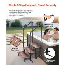 Hot Tub Steps With Handrail, 3-Step Spa Outdoor Stairs, Heavy Duty 25.2 Inch Wide Above-Ground/Inflatable Pool Ladder With 550 Lbs Weight Capacity, Multi-Use For Porch, Patio, Deck, Trailers - 25.2inch 550lbs - 查看 3