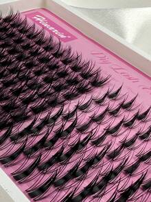 Hinarin 168 Pcs D Curl Cluster Lashes 2 IN 1 Wispy Clear Band Soft Cluster Eyelashes Extensions Length 10-16mm Mixed Fluffy Pointed Individual Lashes Cluster Invisible Band Manga Lashes Natural Look Crossed Anime False Eyelashes Suitable For Travel And Daily - D - View 7