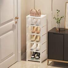 1 pieza Estantería metálica ajustable de 4/6/8 niveles - Sin herramientas necesarias, estantería de almacenamiento de entrada portátil, adecuada para dormitorio y hogar, solución de almacenamiento de zapatillas y zapatos de varias capas, diseño minimalista blanco/negro | Organizador de zapatos duradero - Negro - Ver 9