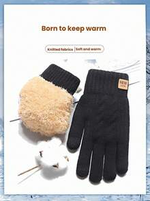 1 Pair Brand New Fried Dough Twist Women's Winter Gloves, Thickened Double-Layer Touchscreen Fuzzy Gloves, Knitted Warm, Unisex Fashion Fingerless Mittens, Suitable For Parties, Driving, Running, Gaming, Daily Activities And Gifting For Holidays - Black - View 5