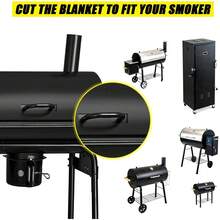 Thermal Blanket Grill, 35x40 Inch Heavy-Duty Smoker Grill Insulation Cover Winter Cooking, Pellet Grill Heat Shield Traeger Stoves, Cuttable Insulated Blanket - 黑色 - 查看 7