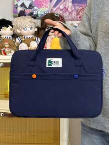 1pc Nylon Laptop Sleeve Bag, Fits 11"/14"/15" Laptops, Protective Computer Case With File Folder, Suitable For Boys, Girls, Teens And College Students, Also Fits Tablets - Blue - View 3