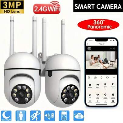 Cámara de de vigilancia 1080P Full HD Smart 2.4G WiFi, para uso doméstico interior - Aplicación móvil con comunicación bidireccional, alimentada por USB, fácil instalación, visualización remota, alarma de audio, visión nocturna a color, seguimiento automático