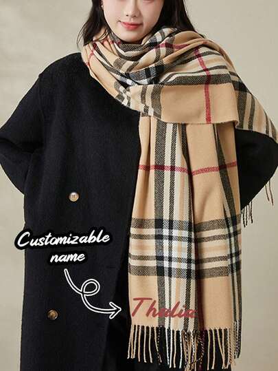 1pc Customizable Women's Autumn/Winter New Plush Tassel Scarf,Suitable For Cold Proof Shopping And Dressing In Autumn/Winter Season Scarfs,Personalized Name Winter Scarf, Customized Scarf, Colorful,Daily Use Fashionable, Colorful, Vintage, Contracted, Stylish, Fall Fashion, Anniversary Gift, Valentine's Day Gift, Birthday Gift, Wedding Gift, Mother's Day Gift, Best Friend Gift, Gift For Mom/Her/Him/Girlfriend/Wife/Friend