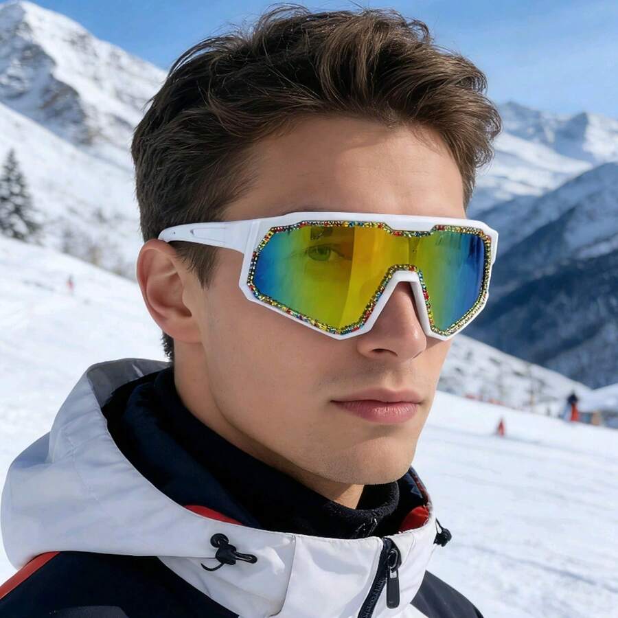 1pc Men's Fashionable Elegant Street Style Fashion Glasses - White - View 1