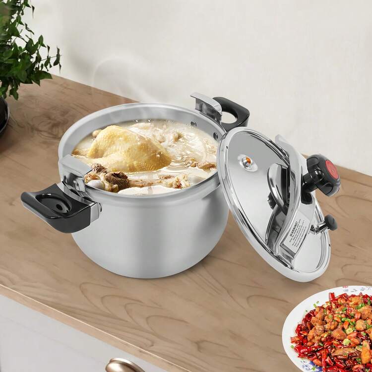 11l/11.62 Qt Stainless Steel Pressure Cooker, Multi-Functional Cooking Pot With Thickened Wall, Stainless Steel Pressure Canner, Large Capacity, Commercial Pressure Cooker Clamp On Type, Works On All Stovetops - Bạc - Xem 3