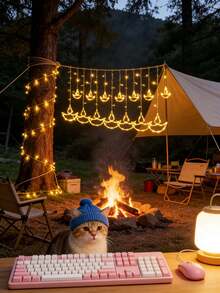 1pc 138L 3 Big Stars 3 Big Moons 6 Small Stars 8 Functions USB Curtain Light, Home Decor Star Moon Curtain Light, Party Decor LED Light, Yard Decor Moon LED Light, Room Decor Curtain Light, Camping Light, Fairy Light, Wedding Decor Light, Viral Lights, Holiday Decor Light, Ramadan Star Moon Home Decor Light - Yellow - View 6