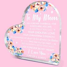 1pc "Dear Mom I Love You" Heart Acrylic Plaque, Meaningful Letter Gift From Daughter & Son, Sentimental Mother's Day Keepsake - Multicolor - View 22