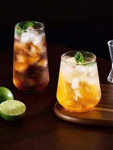 1个极简主义耐热耐冷水滴形玻璃杯，适用于茶、果汁、咖啡、拿铁、莫吉托、鸡尾酒 - 無色 - 查看 1