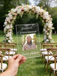 1pc Personalized Acrylic Memorial Wedding Chair Sign, Customizable Photo & Name, Love Memorial Reserved Seat Plaque, Funeral, Memorial Ceremony, Anniversary & Condolence Gift For Family And Friends - Multicolor - View 6
