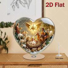 2D旋转亚克力耶稣诞生场景摆件 - 圣母玛利亚和圣婴耶稣在马槽中，2D旋转装饰，适合户外展示、桌面宗教装饰，经久耐用，适用于家庭或教堂，情人节、狂欢节、斋月、复活节、婚礼礼物，无需用电 - 彩色 - 查看 9