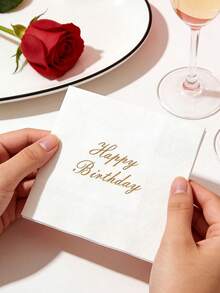 30/15/1包“生日快乐”印花餐巾纸，一次性派对餐具，鸡尾酒餐巾纸，生日派对主题餐巾纸，餐厅、家庭厨房必备 - 彩色 - 查看 2