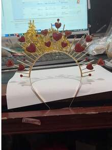 Diadema con forma de corazón, diadema con adornos de strass y lentejuelas en forma de corazón - Multicolor - Ver 8