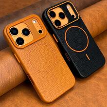 New Luxury Magnetic Wireless Charging Soft Case, Compatible With IPhone 17/16/15/14/13/12 Pro Max Plus Air 17Air/S25/S24/S23 And Other Models, Litchi Texture Shockproof Protective Cover - Light Blue - View 5