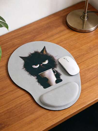 Alfombrilla de ratón con reposamuñecas ergonómica, diseño lindo de gato trabajando, reposamuñecas ergonómico de EVA, alfombrilla de ratón de espuma de memoria antideslizante con soporte de muñeca cómodo y suave, almohadilla de escritorio amigable con la piel, protector de escritorio, apto para juegos, oficina, antideslizante, para PC de escritorio, portátil y uso doméstico, recuerdo de temporada de graduación, regalo perfecto para el Día de San Valentín, Día de la Madre, vuelta al colegio, Día de San Valentín