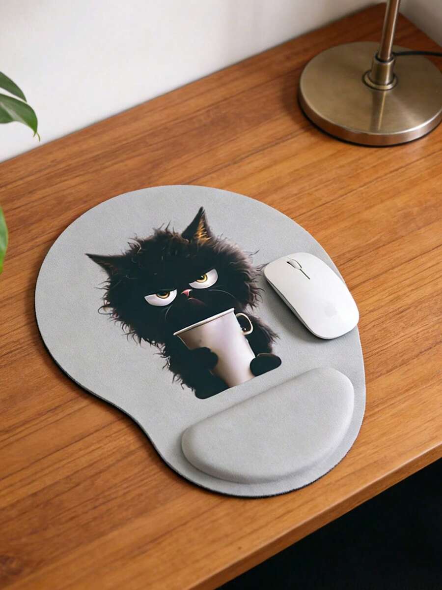 Alfombrilla de ratón con reposamuñecas ergonómica, diseño lindo de gato trabajando, reposamuñecas ergonómico de EVA, alfombrilla de ratón de espuma de memoria antideslizante con soporte de muñeca cómodo y suave, almohadilla de escritorio amigable con la piel, protector de escritorio, apto para juegos, oficina, antideslizante, para PC de escritorio, portátil y uso doméstico, recuerdo de temporada de graduación, regalo perfecto para el Día de San Valentín, Día de la Madre, vuelta al colegio, Día de San Valentín