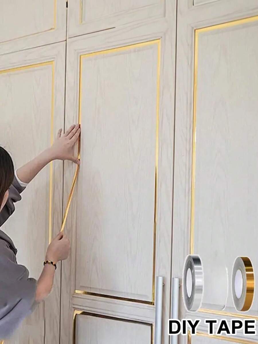 1 Roll Kitchen Caulk Strips, Self-Adhesive Mold & Oil Proof Tile Caulk For Living Room Floor, Jewelry Box Decor Stickers, Waterproof Floor & Wall Crevice Filler Tape, 50m - Multicolor - View 1