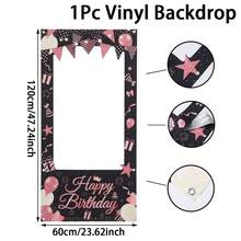 生日横幅，黑粉亮片，气球摄影背景，发光派对，生日派对横幅，相框，人脸拍照道具，自拍背景，人脸轮廓，拍照道具装饰 - 玫瑰金 - 查看 5