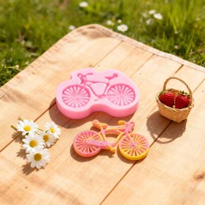 1pc Simulation Retro Bicycle Small Bicycle Silicone Mold Handmade Simple Bicycle Ornament, Candles, Plaster, Drip Glue Can Be Made, Easy Demolding, Reusable Silicone Mold.