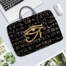 [1 Laptop Case] Egyptian Print Laptop Case, Briefcase-Style Fabric Shell, Fits 14-Inch Laptops, Soft Laptop Sleeve, Briefcase-Style Tablet Case, Zippered Laptop Case, Fixed Laptop Case - Multicolor - View 7