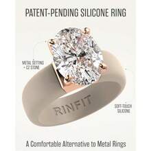 - Anillo de silicona con piedra - Anillo de compromiso sorio de circonita cúa de corte ovalado para mujer alianzas de boda de goma diseño patentado - Desnudo / oro rosa - Ver 6