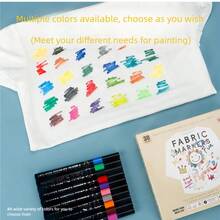 12/24 Colours Fabric Painting Pens, Waterproof & Fade Resistant, Textile Art Markers For DIY T-Shirt, Shoes Coloring, Crafts Back To School - Fabric Painting Pen - View 10