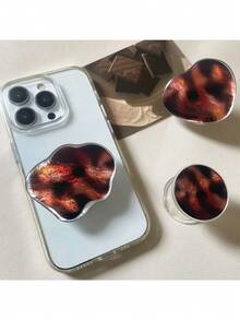 渐变棕色玳瑁纹手机，电镀气垫支架，多功能慵懒风手机支架，适用于流媒体播放 - 彩色 - 查看 4