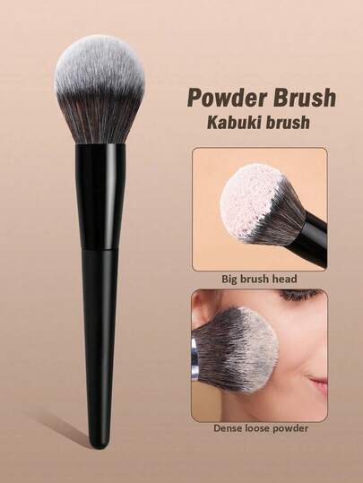1pc Large Kabuki Makeup Brush, Designed For Mineral Foundation, Suitable For All Skin Types, A Professional Facial Makeup Tool , Four Seasons Applicable Perfect For Travel