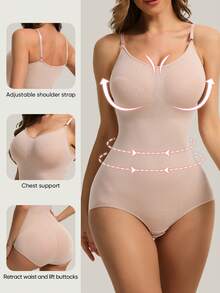 3pcs Women's Seamless Body Shapers - Wide Shoulder Corset Adjustable Straps Tummy Control Butt Lift Snap Crotch Daily Wear Suit - Màu hỗn hợp A - Xem 3