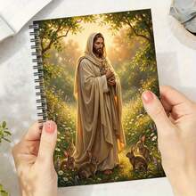 1 本《耶稣与兔子》笔记本，复活节礼物，宗教礼物，螺旋装订，封面为耶稣拥抱兔子的神圣图案，笔记本，记录信仰和生活感悟，笔记本，复活节主日学奖品，笔记本，基督教家庭纪念品，个人整理，笔记本 - 1pc - 查看 4