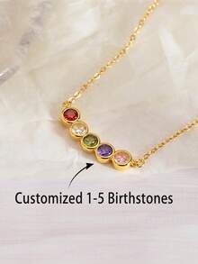 1pc Personalized Men's Gift, Custom Birthstone Necklace, Men's Necklace, Anniversary Family Gift For Her ,Birthday Gift, Father Gift, Christmas Gift For Him. - Multicolor - View 1