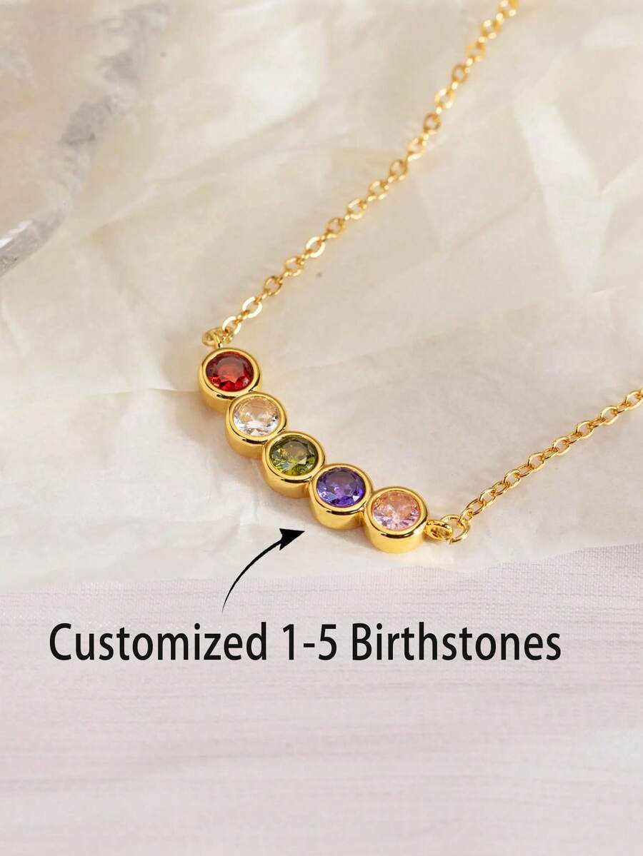 1pc Personalized Men's Gift, Custom Birthstone Necklace, Men's Necklace, Anniversary Family Gift For Her ,Birthday Gift, Father Gift, Christmas Gift For Him. - Multicolor - View 1
