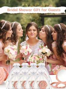 30pcs/15pcs Green Rose Compact Mirror Wedding Favors, Includes 10pcs/5pcs Mirrors, 10pcs/5pcs Thank You Cards And 10pcs/5pcs Organza Bags, Elegant Wedding Souvenirs, Suitable For Guest Favors, Princess Theme Party Gifts, Bridal Shower Gifts, Proposal Parties, Tea Parties, Mother''s Day Parties - Multicolor - View 7