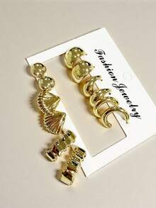 12pcs/Set Casual Valentine's Day Metal Punk Minimalist Style Earring Set, Gift For Women