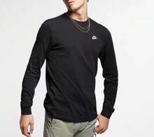 Nike Men's AS M NSW CLUB Long Sleeve T-Shirt, Casual Sports Wear - Black - View 2