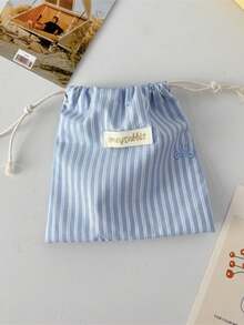 1Pc/Set Striped Drawstring Storage Bag Travel Makeup Drawstring Bag Skincare Bag Sanitary Napkins Bag Jewelry Organiser Lipstick Organiser Lip Oil Organiser Nail Polish Organiser Short Trip Essential Travel Organizer Set, Packing Cube Set, College Room Decor Bedroom Decor Travel Essentials For Valentine's Day Gift, Birthday Gift, Teacher's Day Gift, New Year Gift Back To School Supplies - Multicolor - View 13