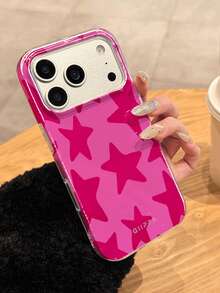 GIIPPA Ốp lưng điện thoại Pink Star Element Fashion 1pc họa tiết ngôi sao cho iPhone 17 Pro Max, phù hợp với 16 Pro Max, 15 Pro Max, 14 Pro Max, ốp lưng điện thoại phong cách Hàn Quốc thời trang và thú vị, tương thích với 11/12/13/14/15/16 Pro Max Plus, thiết kế thanh lịch phù hợp cho cả nam và nữ, món quà lý tưởng cho bạn gái vào dịp Lễ Phục Sinh, mùa cưới, sinh nhật, mùa xuân, tiệc tùng, quà tặng cho mẹ. - Màu Hồng Tươi - Xem 5