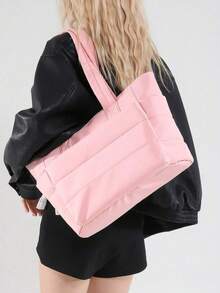 Women's Lightweight Fluffy Handbag, Suitable For Travel, Work, Beach, Gym, Shopping, Tote Bags For Women, College Essentials, Perfectly Matching With Fall Outfits Women - Hồng - Xem 3