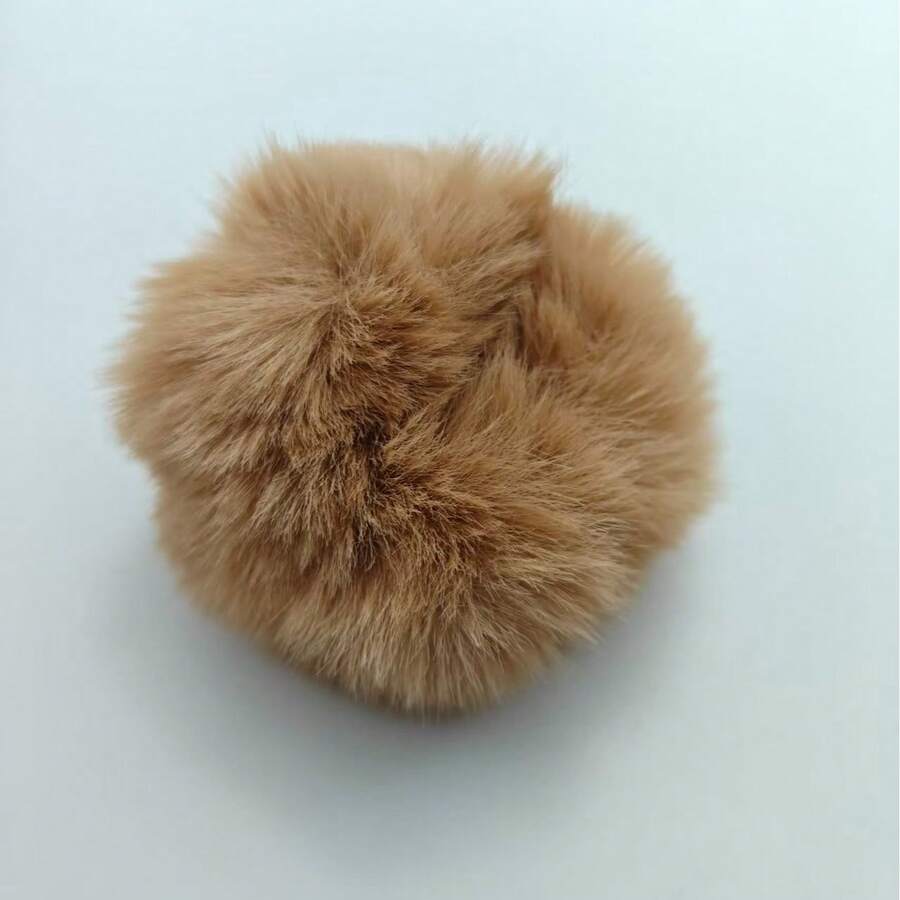 1件纯色可爱毛绒兔尾巴装饰品，适合日常佩戴 - 駝色 - 查看 1